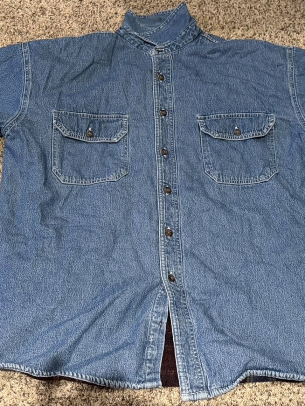 American Outfitters Fleece Lined Denim Shirt Jacket Men’s Large Plaid Workwear